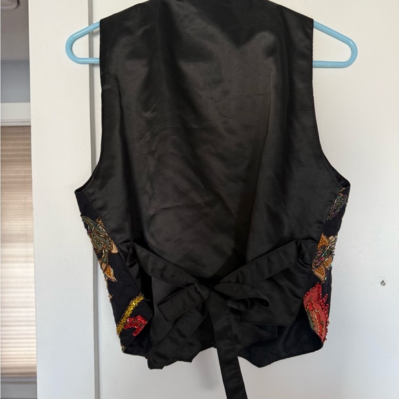 Raja Collection Handmade Vintage Embroidered Floral Vest with Sequins SzS - Picture 8 of 14